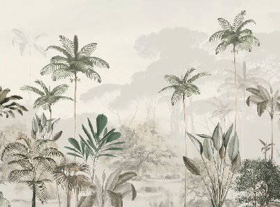 Panoramic jungle eden green wallpaper