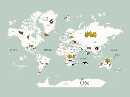 Papier peint Carte du monde en Francais enfant vert - Muralconcept