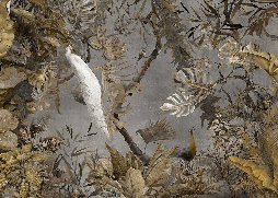 Imperial white peacock panoramic wallpaper