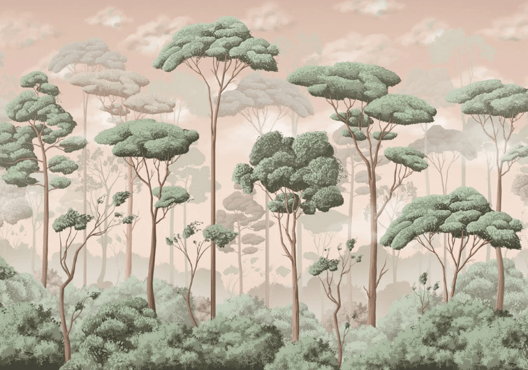 Panoramic wallpaper pine forest voluptuous jasmine