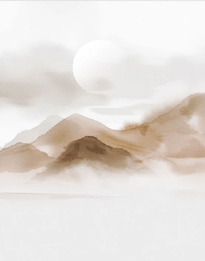 Wallpaper with misty mountains – Sepia glow