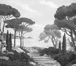 Papier peint balade dans les calanques vert - Muralconcept