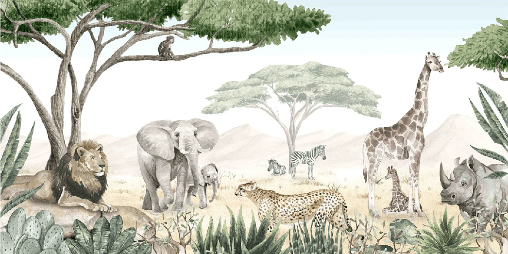 Savannah children's wallpaper in paint