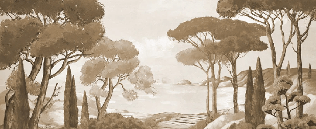 Papier peint balade dans les calanques monochrome - Muralconcept