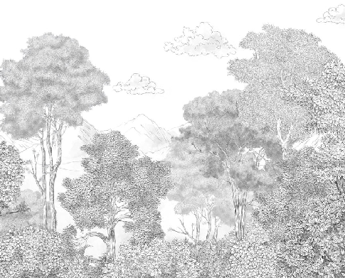 Panoramic wallpaper Forests and Mountains Sketched