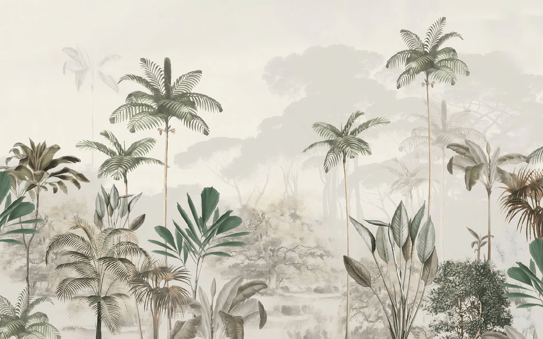 Green jungle eden panoramic wallpaper