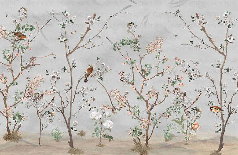 Spring Birds Panoramic Wallpaper