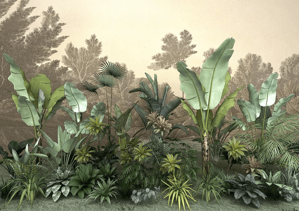 Restaurant wallpaper jungle trend indonesia