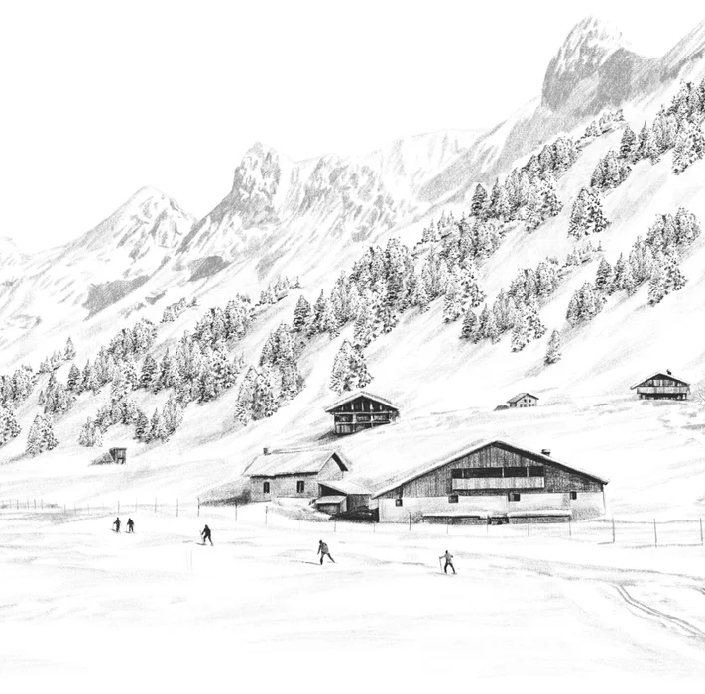 Papier peint Clusaz ski fond montagne Confins, XXL, tendance