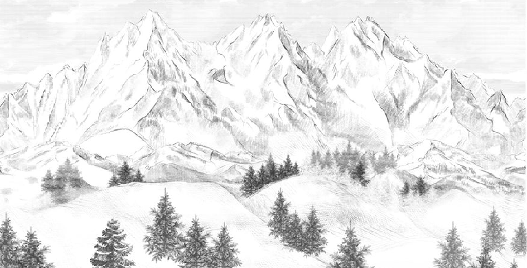 Papier peint montagne sommets de Chamonix, XXL, tendance