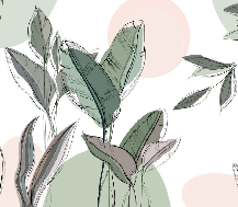 Green graphic plant panoramic wallpaper