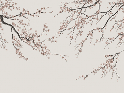 Sakura beige panoramic wallpaper