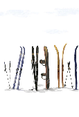 Colorful skis panoramic wallpaper