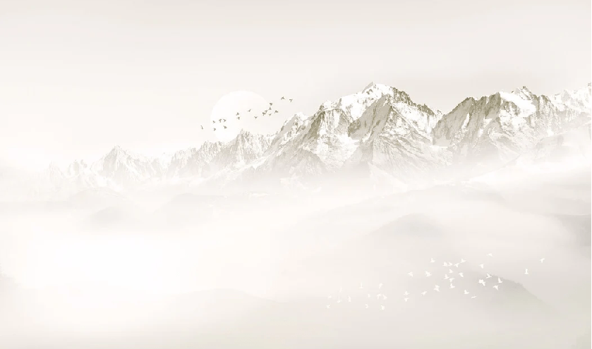 Papier peint Mont blanc lune et oiseau - Muralconcept