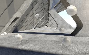 Papier peint 3D boules suspendues architectural - Muralconcept