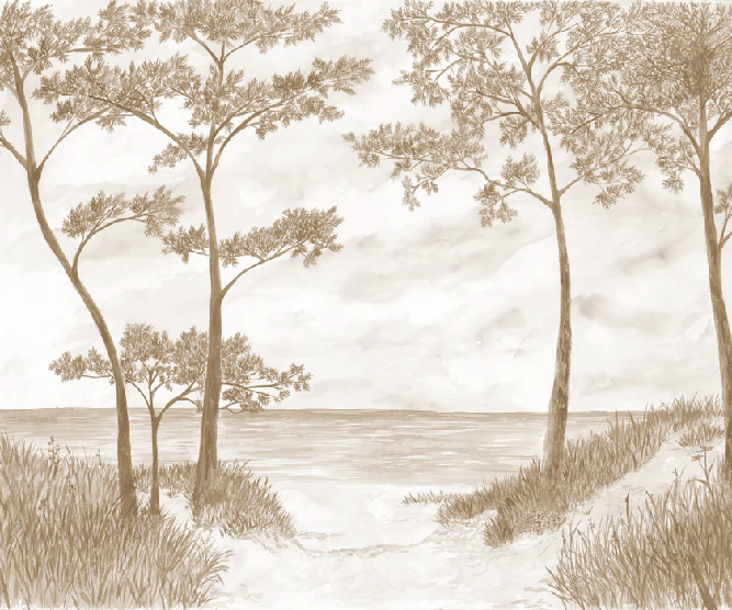 Maritime Pines and Dunes Wallpaper - Sepia