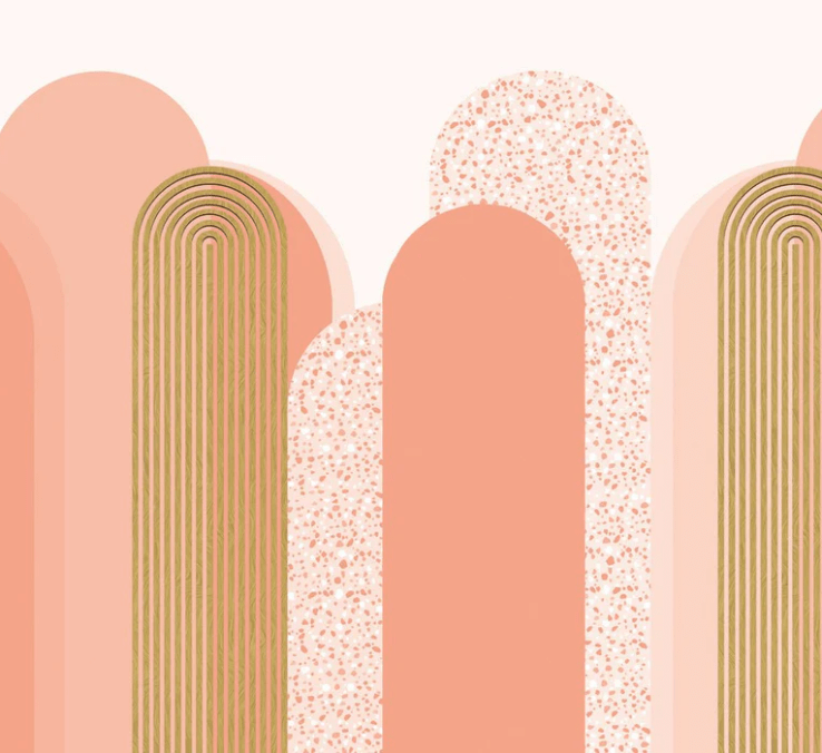 Art Deco graphic wallpaper with a rosy trend