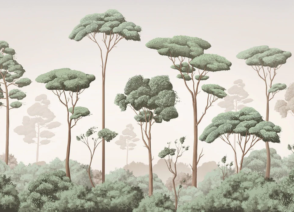 Papier peint brise légère pinède