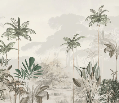 Green jungle eden panoramic wallpaper