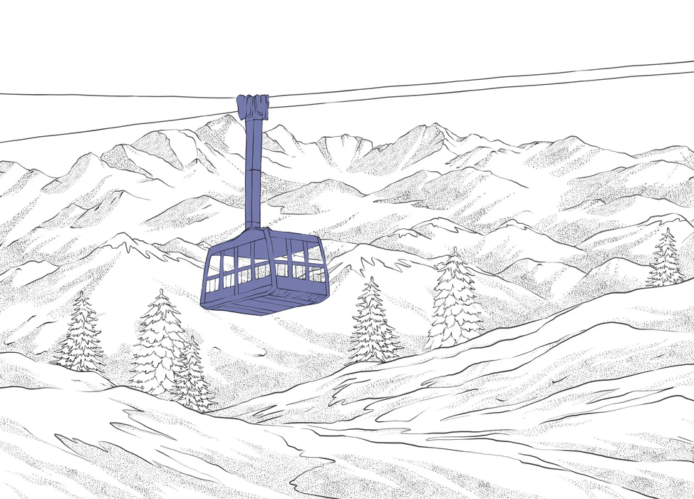 La Plagne blue gondola lift wallpaper