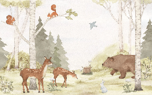 Papier peint forêt enchantée chambre enfant, XXL, tendance