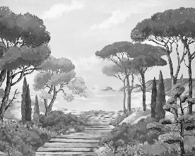 Papier peint balade dans les calanques noir et blanc