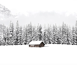 Panoramic mountain chalet wallpaper