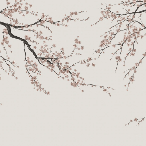 Sakura beige panoramic wallpaper