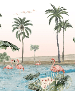 Flamingo oasis wallpaper