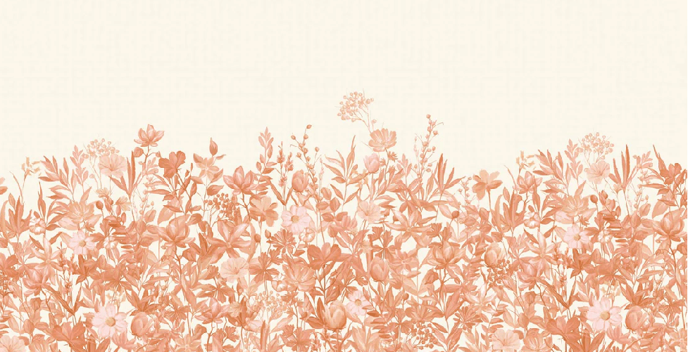 Terracotta brushstroke floral wallpaper