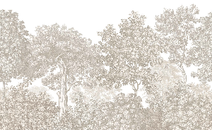 Beige engraved forest landscape wallpaper