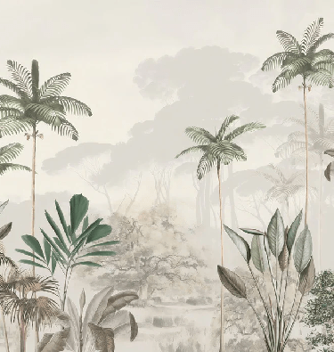 Green jungle eden panoramic wallpaper