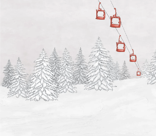 Red mountain cable car wallpaper
