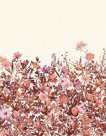 Brush-painted floral wallpaper