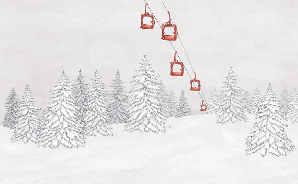 Papier peint montagne télécabine rouge, XXL, tendance