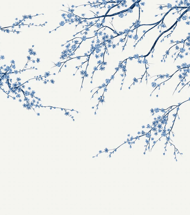 Papier peint panoramique fleur Sakura blanc, XXL, tendance