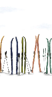 Colorful skis panoramic wallpaper