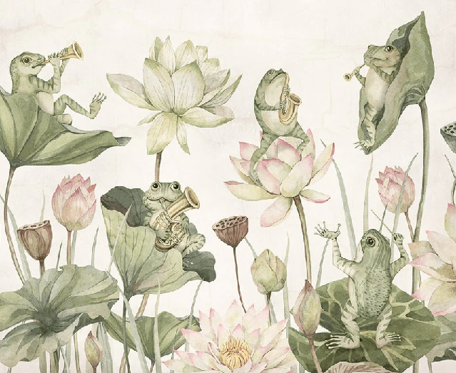 Musical frogs children's wallpaper