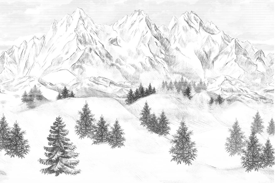 Papier peint montagne sommets de Chamonix - Muralconcept