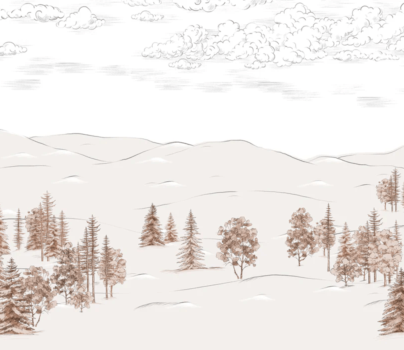 Sepia-toned tree tops sketch wallpaper