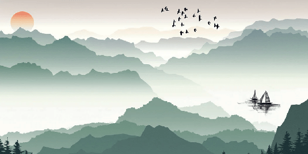 Mountain and sailing on the lake wallpaper