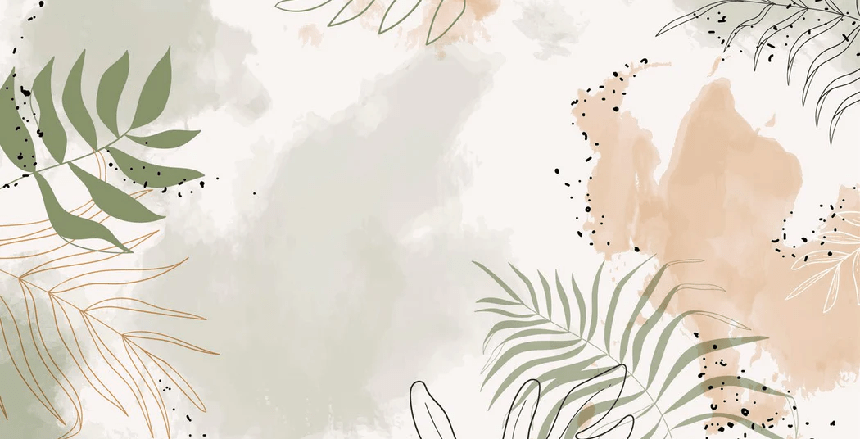 Panoramic watercolor plant wallpaper