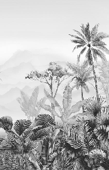 Papier peint tendance tropical noir et blanc - Muralconcept