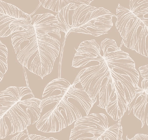 Papier peint feuille monstera sable