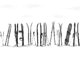 Colorful skis panoramic wallpaper