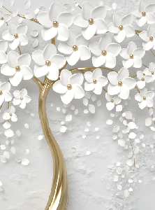 3D tree bathroom wallpaper