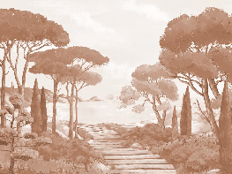 Terracotta coastal wallpaper