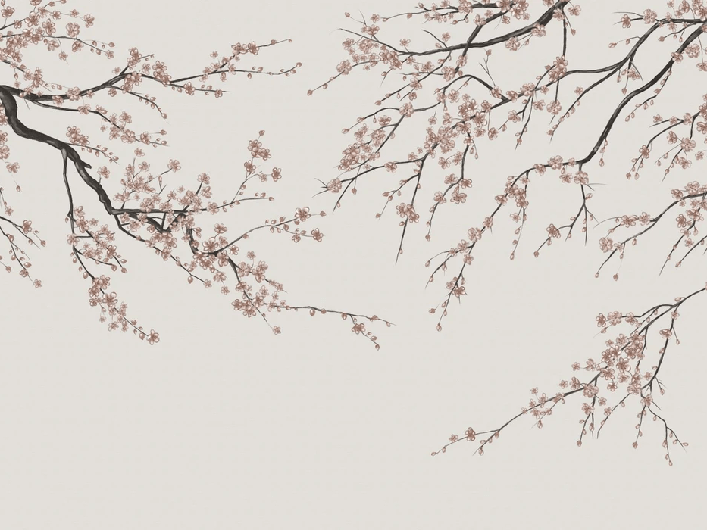 Sakura beige panoramic wallpaper