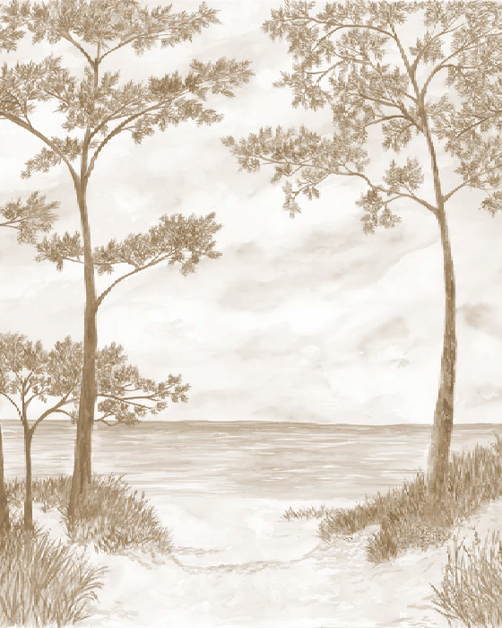 Maritime Pines and Dunes Wallpaper - Sepia