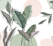 Green graphic plant panoramic wallpaper